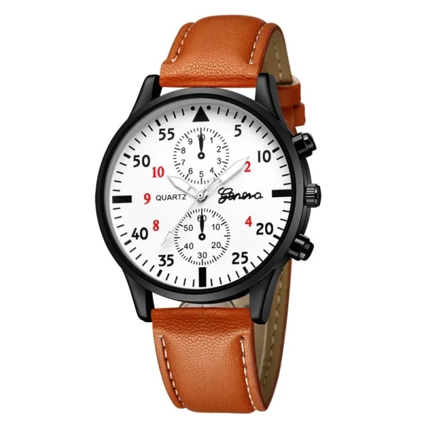 4/2/1 st Herr Sportklockor Set Man Business Quartz Armbandsur Lyxigt brunt läderarmband Herr Casual Clock Watch（ingen box） Brown White