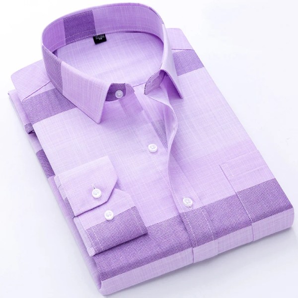 Ny bomull, högkvalitativ lyxig original långärmad för män Sociala formella Eleganta skjortor för män Randiga casual 2 40