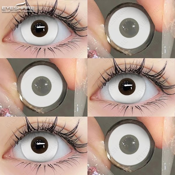 Eyeshare Halloween Färg Kontaktlinser För Ögon Anime Cosplay Färgade Linser Blå Linser Kontakt Lens Skönhet Öga Sminka PURE-WHITE 0