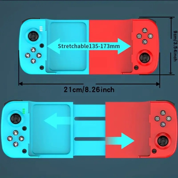 Trådlös 5.0 töjbar spelkontroll för mobiltelefon/Android/IOS Gamepad Joystick Infällbar spelkontroll för PS4 Switch PC Mobilspelskontroll Red Blue