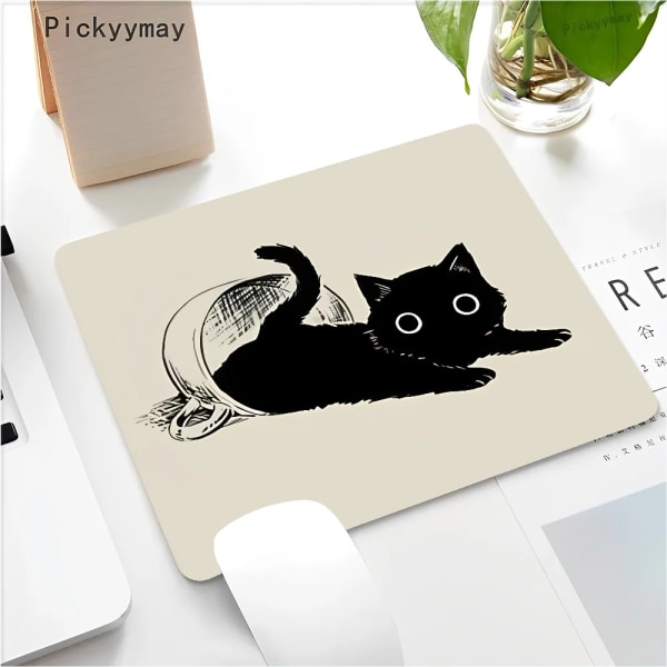 Black Cat Musmatta Litet kontor Dator Skrivbordsmatta Bord Tangentbord Stort musmatta Laptopkudde Halkfri skrivbordsmatta Heminredning z12 Not LockEdge 25x29cm