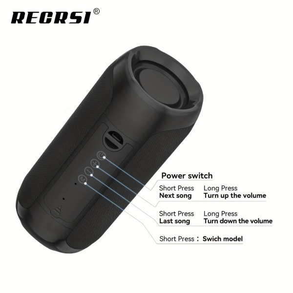 RECRSI trådlös högtalare, bärbar stereohögtalare med djup bas för USB/TF-kort/AUX, äkta trådlös stereohögtalare inomhus och utomhus Gray Blue