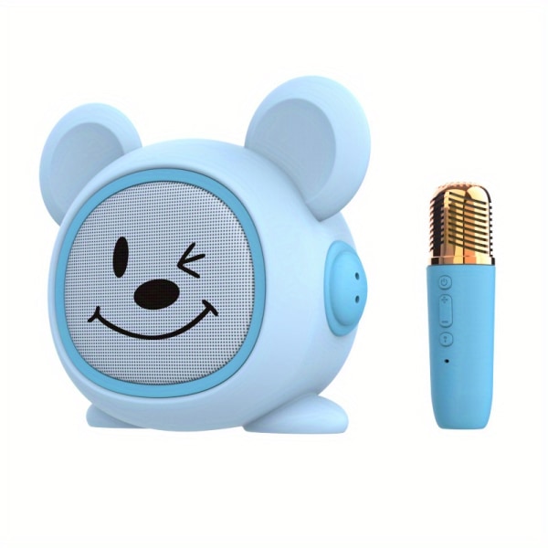 Senaste bärbara karaoke-högtalare med trådlös mikrofon för barn, födelsedagspresent för barn Vuxna för familjefester Blue