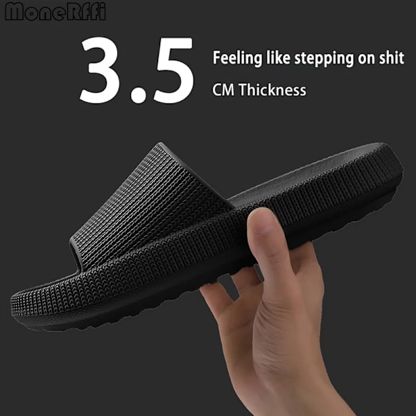 Cloud Toffpar Män Tjocka Sole Skor För Män Sommarstranden Bilder Badrum Anti-Slip Home Slipper Mjuka Sandaler Mode Fli P-Flops 3.5CM-Black 44-45(inner 27cm)