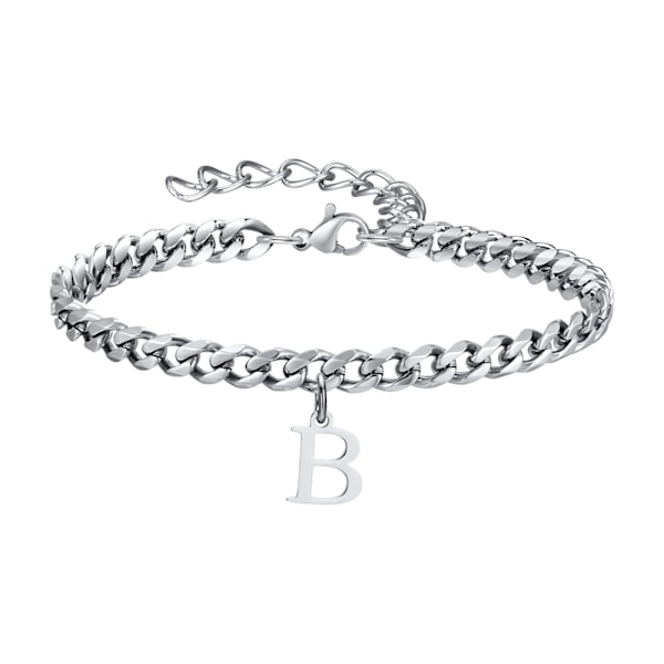 Vnox 26 Brev Charms Ankruckor För Män Kvinnor, Kubansk Kedja Ankel Armband Med Första Upphängd, Unisex Stål Ankel Kedja Smycken JC-184S-B