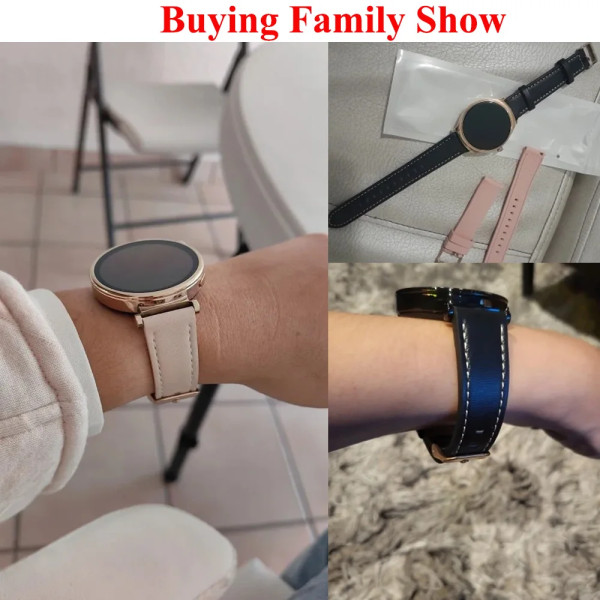 Läder Smart Watch Armband För HUAWEI WATCH GT 4 41mm/Garmin Venu 3S/Venu 2S Armband Rose Gold Spänne 18mm Armband Armband Silicone blue For Garmin Move 3S