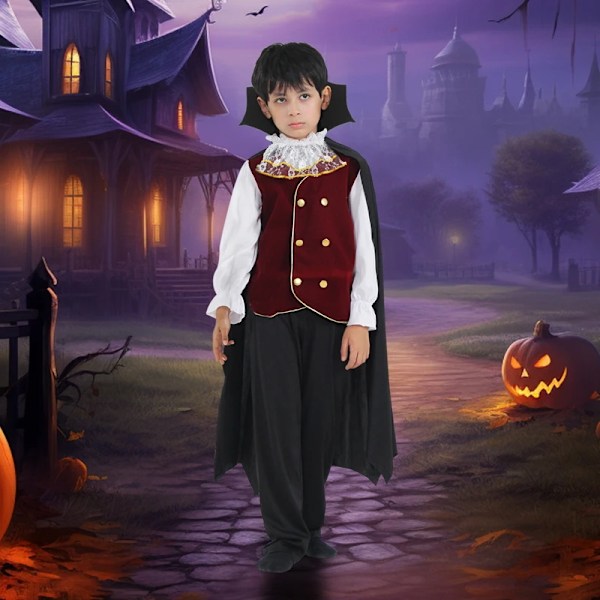 Drenge Halloween Vampyr Cosplay Kostume Til Børn Karneval Fest Udklædning Outfit Børn Rollespil Kostumer Black XL