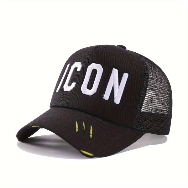 2 st ICON Classic Letter broderad cap, andningsbar unisex mesh cap, lätt justerbar golfvisirhatt Gray