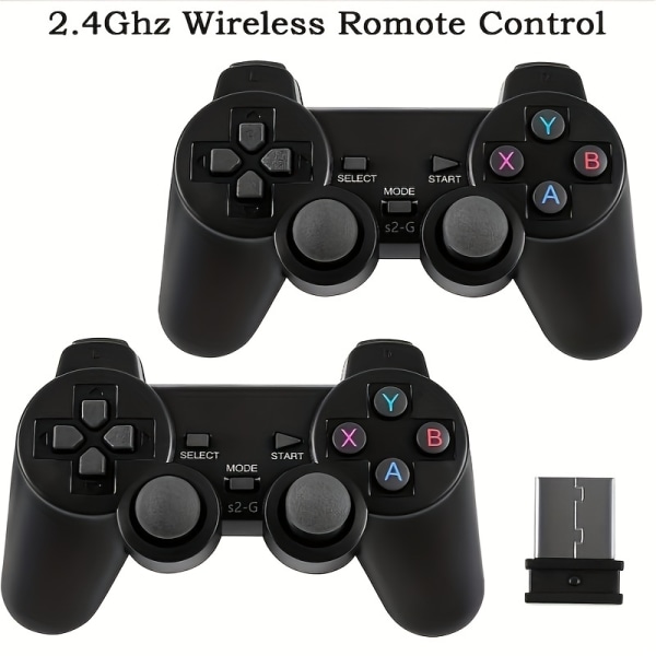 Trådlös handkontroll för PS4/Slim/ Pro Console M8 Retro Game Stick Bärbar videospelskonsol 2,4G Dubbel trådlös handkontroll Black 64GB