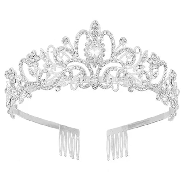 Ny Princess Crystal Tiaras Crowns Pannband för kvinnor Tjej Brudbal Strass Kronbröllopstillbehör Hårsmycken Style 1- silver