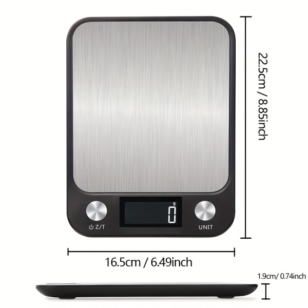 1 st 10 kg köksvåg i rostfritt stål - digital display, 5 kg kapacitet, platt LCD-plattform, gramvåg för bakning och matvägning 5KG / 1g
