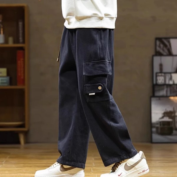 Forår Og Sommer 2024 Japanske Overalls Mænds Mode Mærke Retro Personlighed Enkle Løs Bukser N Lige-Ben Casual Bukser 651-green XL