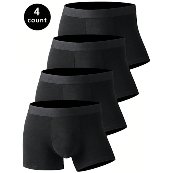 4St Pack Mäns Svarta Elastiska Bekväma Sexiga Brickor, Mode Boxer Shorts För Män Black S