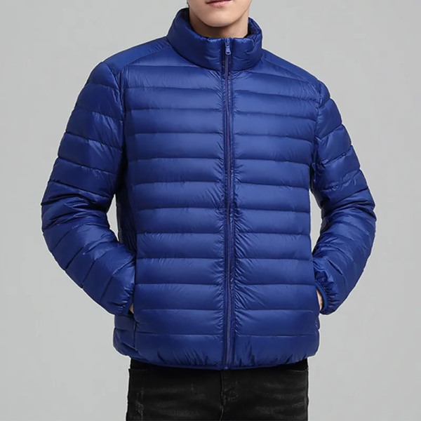 Höst och vinter Ny lätt dunjacka med solid stående krage Casual och mångsidig varm dunjacka för män och kvinnor royal blue 4XL 75-80KG