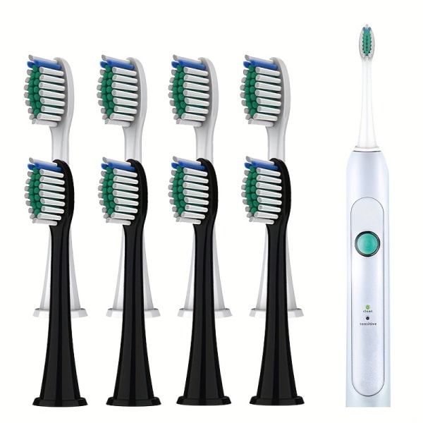 Universal elektriskt tandborsthuvud för Philips Sonicare - Rengör och byt enkelt ut - Kompatibel med HX3216/6730/3226/93-serien - män och kvinnor Black 8pcs