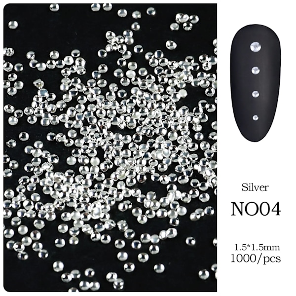 1000 stk Mini Metal Spikes Neglekunst Dekorationssæt, Negle Nitter Kaviar Perler til 3D Gel Polish Tips Design Gold 1.2mm