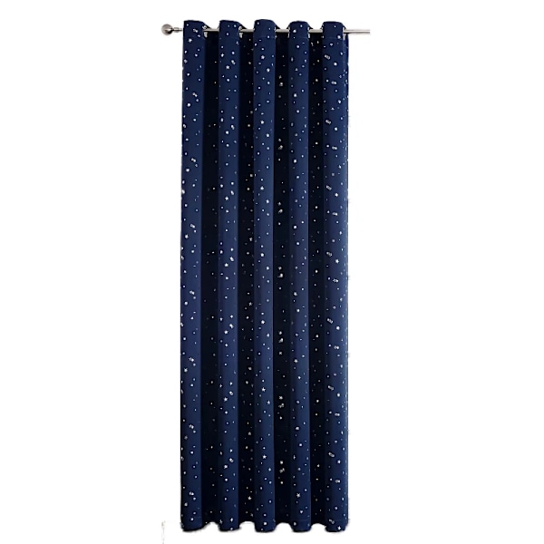 Barn Gardiner Blackout Med Stjärnor Grommet Topp För Sovrum Vardagsrum Fönster Gardinerna Draper Navy blue-1Panel 132X160cm