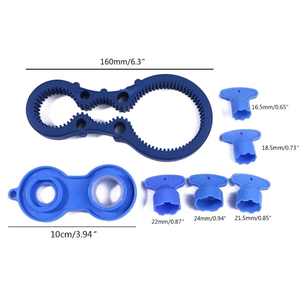 7-osainen vesipisteen yleisavain, hanan kuplimen avain, purkutyökalu, neljä sivua, saatavana kuplimen Y-sininen avain