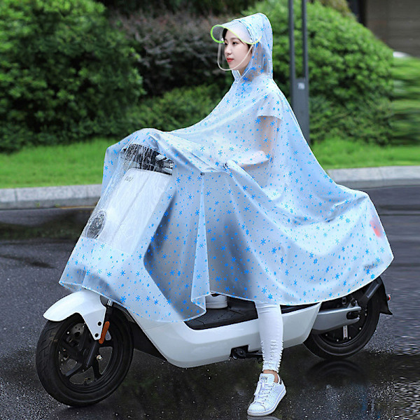 Elektrisk Cykel Raincoat Enkel Motorcykel Poncho Plus-Storlek Förtjockade Mäns Regnsäker Hela Kroppen Kvinnors Regnrock Fabrik Partihandeln White Snowflake [With Reflector]] 4Xl [Thickening]]