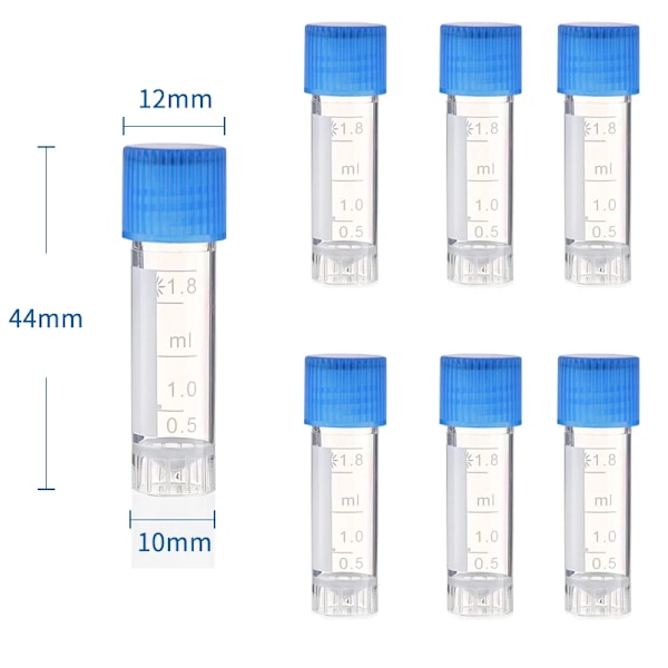 25/50 stk. 1-10 ml Plastprøveglas, Prøvebeholdere, Pulver, Håndværk, Skruelåg, Flasker til Kontor, Skole, Kemitilbehør 2ml Blue 25pcs