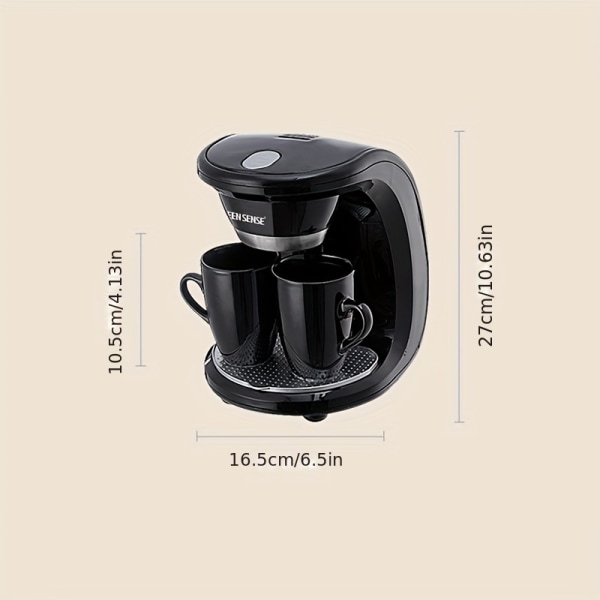 Elektrisk kaffebryggare, löstagbar, högdensitetsfilterskärm perfekt för hemmet Black