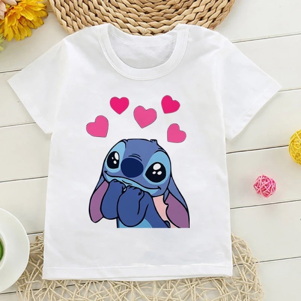 Skjorta Barn Barn Lilo Stitch Tecknad T-shirt Stitch Söt Manga T-shirt Y2k Grafisk T-shirt Tjej Pojke Topp Tees Kläder 59004 1T(XS)