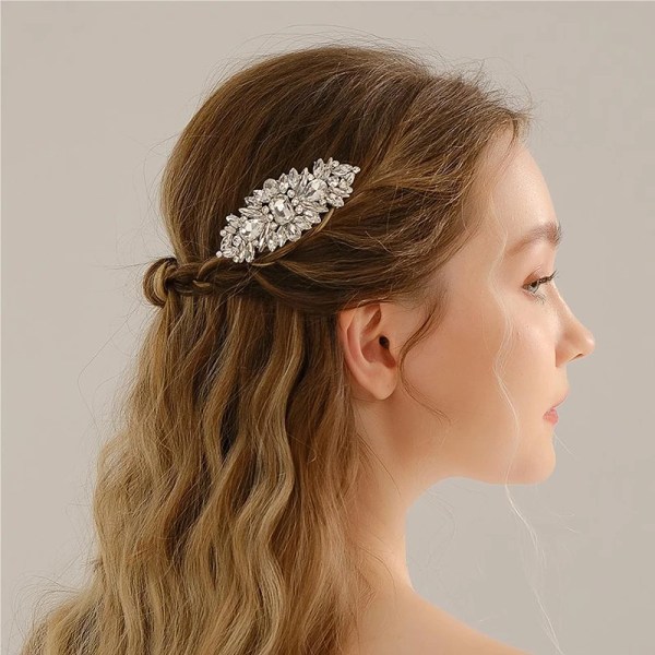 Nya silverlegerade hårkam Handgjorda pärlor strass Mode metallhuvudstycke Elegant hårsmycketillbehör för kvinnor HS-J4894