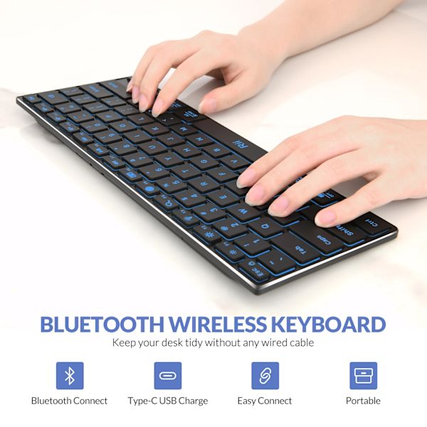 Rii Bluetooth Tangentbord X9, Trådlös Tangentbord Med Rgb Bakgrundsbelysning, Case För Ipad, Ipad Pro, Ipad Mini, Ipad Air,Tablet, Ytan,Pc English