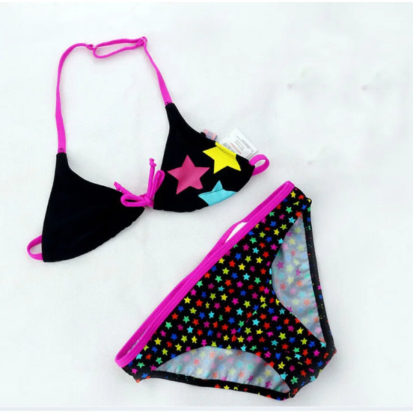 2024 Ny sommarbaddräkt för flickor delad baddräkt i två delar, söta stjärnmönster för barn delad bikini baddräkt för flickor Partihandel pink 10