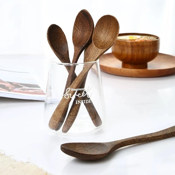 1-6 stk Træspoon Kyllingevinge Træ Lang Skaft Suppe Spoon Honning Rør Spoon Ingen Lak Ingen Voks Husholdning Stor Ris Spoon A 2pcs