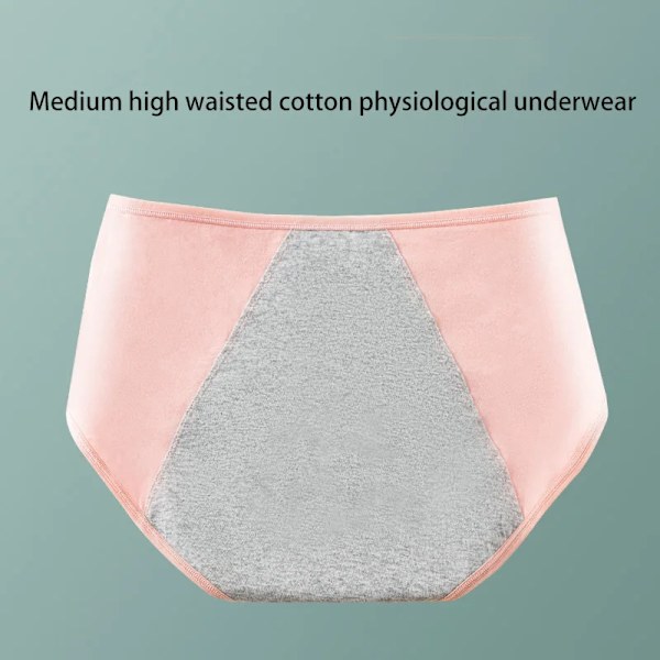 Damtrosor i bomull med hög midja Absorberande underkläder för menstruationscykeln för kvinnor Läckagesäkra fysiologiska byxor Trosor för menstruation Pink XL