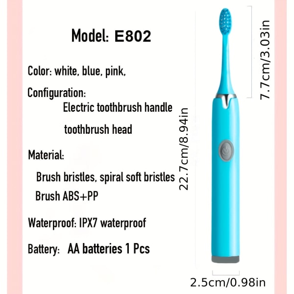 6 i 1 set elektrisk tandborste Hemma Mjukt Hår Batteri Bärbar Vuxen Modeller Sonic elektrisk tandborste, för män och kvinnor Daglig tandvård pink