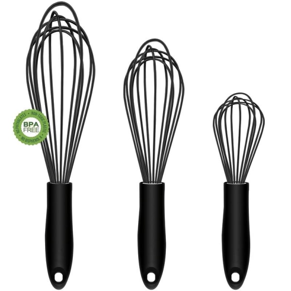 3pcs Food Grade Silicone Whisk, Manual Egg Whisk Mixer, Egg Beater, Household Baking Tools, Kitchen Supplies
