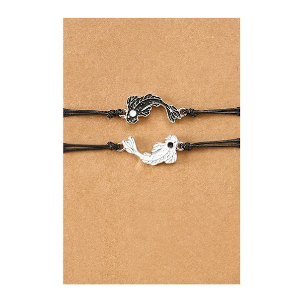 Ny Yin Yang Tai Chi Fish Rep Armband Hängande Halsband Kinesiska Traditionell Stil Vänskap Par Card Charm Armbånd 1