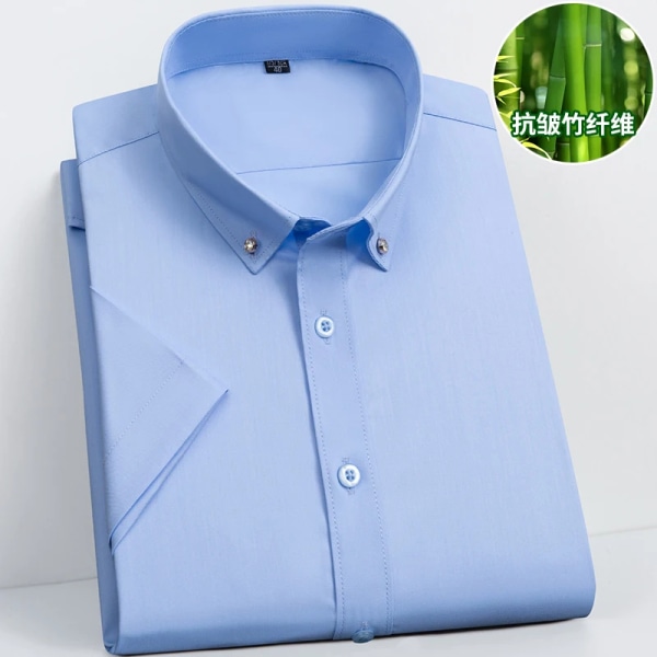 Bambufiberskjorta Kortärmad herr, icke-strykningsfri anti-rynk sommar tunnsektion Business Casual Herr formella skjortor 5XL 809 50-55KG  38 S