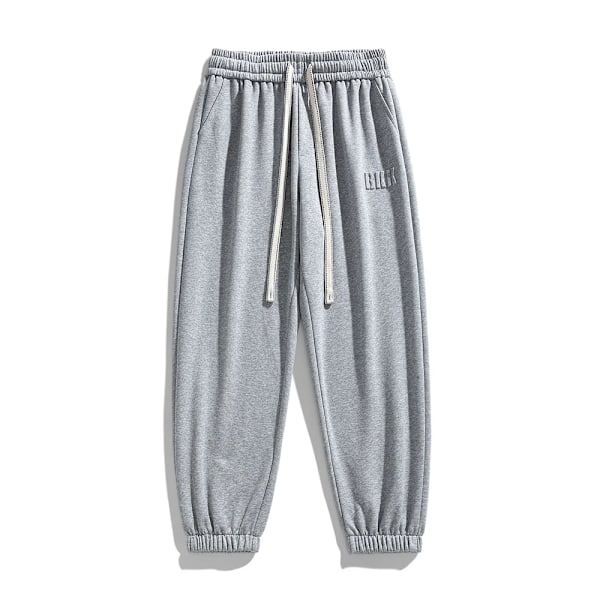 Herre Jogger Bomuld Svedbukser Stor Størrelse 8Xl 7Xl 6Xl Sport Baggy Bukser Sting Bånd Hofte Løs Haremsbukser GRAY M (28)