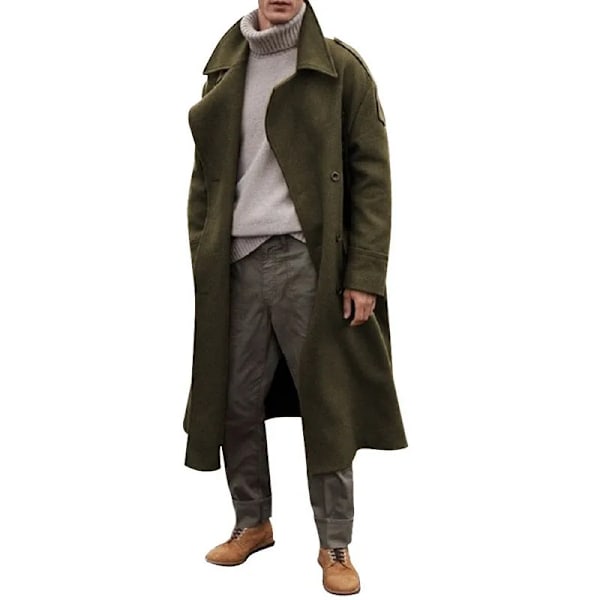 S-2Xl Tungvægt Fortykkede Trenchcoat Streetwear Mode X-Lang Mænd Rockere Udendørs Rejser Tøj Med Epauletter Til Vinteren black XL