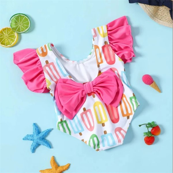 Sommar Barn Småbarn Baddräkt Baddräkt i ett stycke Print Baby Overall Jumpsuit Sommar Beachwear Badkläder 1 6-9M
