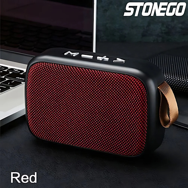 Stonego 1 kpl Langaton Bluetooth-kaiutin Kannettava 3D-stereokaiutin Ulkokaiutin Tukee Fm T F-korttia Red