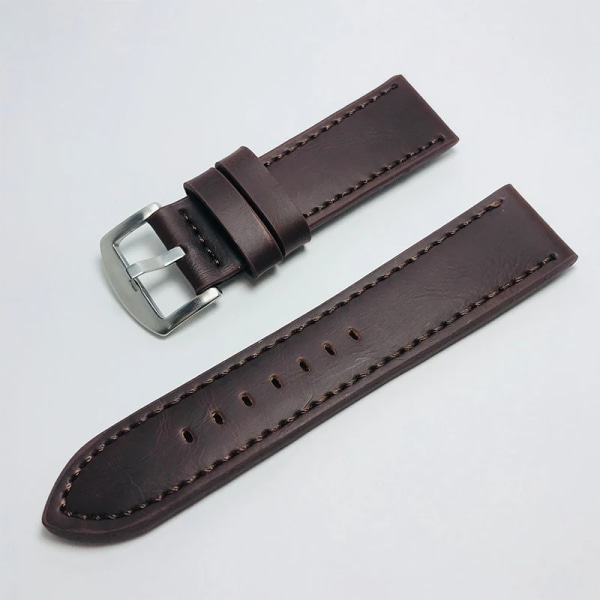 16mm 18mm 20mm 22mm Dam Watch äkta läder Klockarmband Klockor Tillbehör Kaffe Svart bälte Remplacem Dark Coffee 20mm