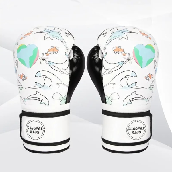 Professionella boxningshandskar PU-läder Muay Thai Guantes Boxeo Sanda Free Fight MMA Kick Boxning Träningshandske för män Kvinnor Barn Ocean Color 12 oz