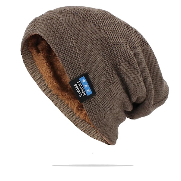 LOVINGSHA Varm Vintermössa för Män Kvinnor Unisex Ny Ull Stickad Casual Beanies Skullies Märke Utomhus Bomullshattar HT138 AHT137KHA 56-62 cm (elastic )