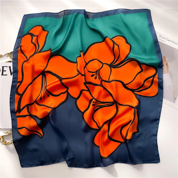 Skriv Ut 70Cm Silk Satin Headkerchief Kvinnor Lyx Design Hals Slips Scarf Kvinnliga Hår Hand Falard Shawl Hijab Bandananame FJ455-6