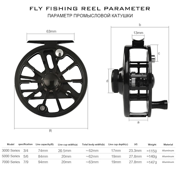 Fluefiskeri Rolle, Helt i Metal, CNC-Fremstillet, 2+1BB, 3/4 5/6 7/8WT, Udbydbar Stor Spole, Pesca Fiskeri Hjul Tilbehør Tackle Blue 3000 Series