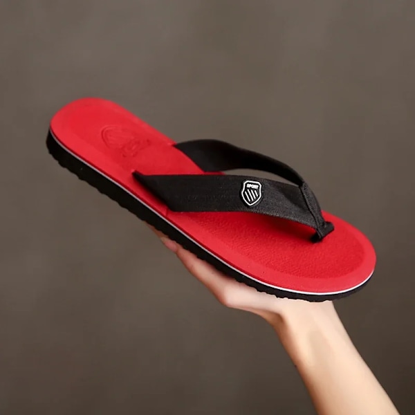 Nya Sandaler Skor Män Sommar Män Flip Flops Hög Kvalitet Strand Sandaler Anti-Slip Hombre Casual Skor Man Tompar Red 45