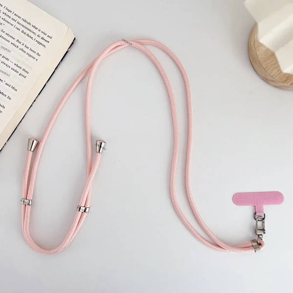 Universal Justerbar Telefon Lanyard Strap Mobiltelefon Hängande Rep Halsband Anti-Förlorade Lanyards Mobiltelefon Tillbehör Tillbehör 150 Cm Pink