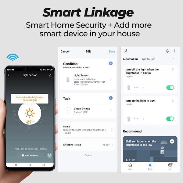 Smart Wifi Zigbee Ljussensor Smart Home Belysningssensor Lysstyrke Detektor Automatisering Arbejde Med Smart Liv Tuya ZigBee