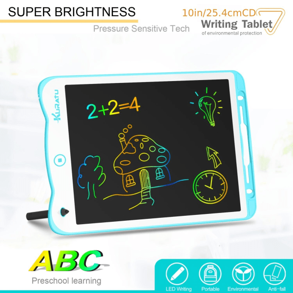 2 Pick 25,4 cm LCD-skrivplatta, färgglad Doodle Board-ritplatta med låsfunktion, raderbar återanvändbar skrivplatta 10inch 2Pack B+P