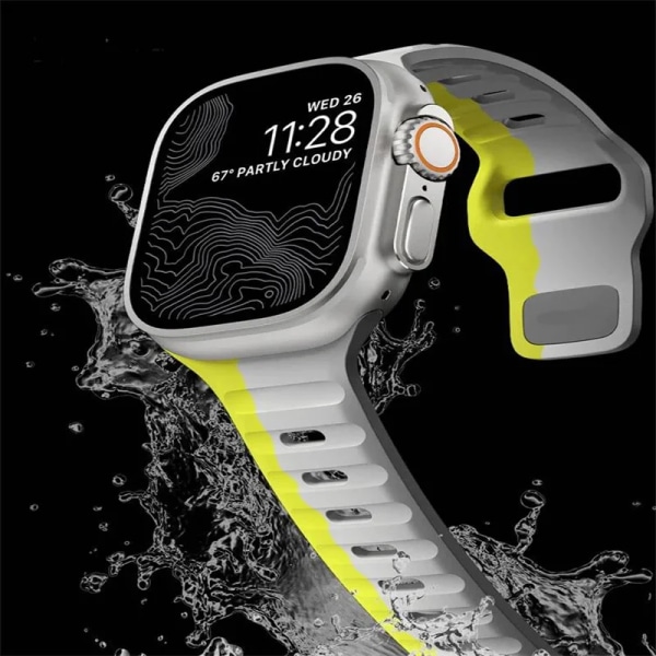 Silikonrem för Apple Watch Band 49mm 44mm 45mm 40mm 41mm 42mm 38mm Ultra 2 Sport Correa Armband iwatch Series 9 8 7 6 5 se orange gray-BOX