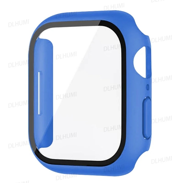 Glas+Cover til Apple Watch etui 38mm 40mm 41mm 45mm 44mm 42mm iWatch Tilbehør Skærmbeskytter iwatch 9 8 7 6 5 SE 4 3 serie Masonry blue Series 7 8 9 45MM